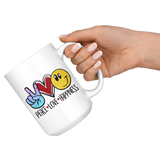 PEACE, LOVE, HAPPINESS Emoji 11oz or 15oz COFFEE MUG