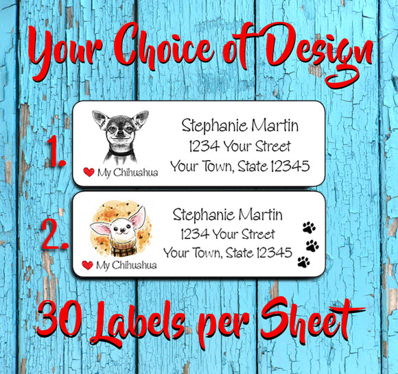 Personalized I LOVE my CHIHUAHUA Return ADDRESS Labels - J & S Graphics