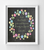 AND THE CHILD GREW AND BECAME STRONG IN SPIRIT Luke 1:80 Bible Wall Decor, Instant Download - J & S Graphics