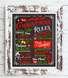 CHRISTMAS RULES 8x10 Typography Art Print, Choice of Faux Chalkboard or White Background