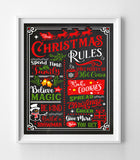 CHRISTMAS RULES 8x10 Typography Art Print, Choice of Faux Chalkboard or White Background