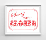 We're CLOSED Business Sign 8x10 Instant Download Signs 3 Color Choices - J & S Graphics