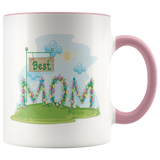 BEST MOM 11 oz White Color Accent Coffee Mug - J & S Graphics