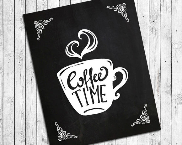 Coffee Time 8x10 Kitchen Wall Art Decor Print, 5 designs to choose from - J & S Graphics