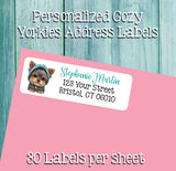 Yorkie, Cozy Yorkshire Terriers Personalized Address Labels, Property of