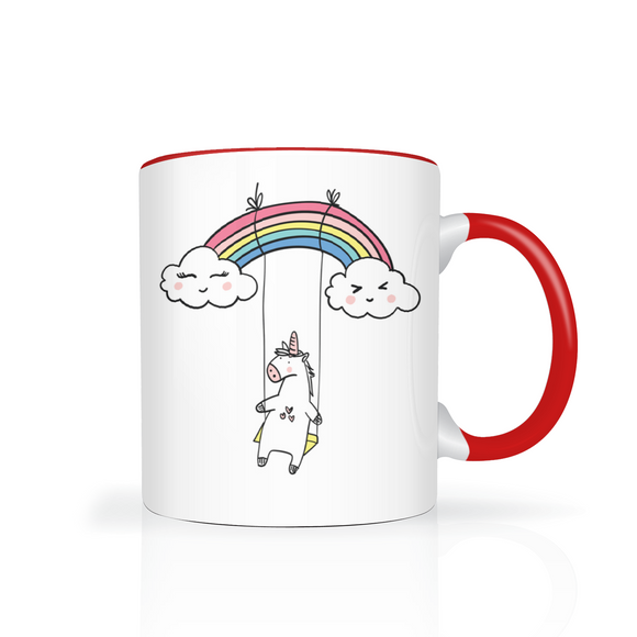 Unicorn on a Rainbow Swing Color Accent 11oz Coffee Mug
