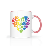 Rainbow Hearts PRIDE LGBTQ+ 11oz Color Accent Coffee Mug