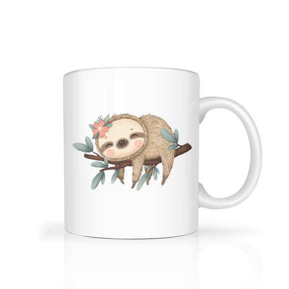 Cute Sleeping Sloth Color Accent 11oz Coffee Mug