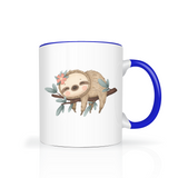 Cute Sleeping Sloth Color Accent 11oz Coffee Mug