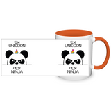 Unicorn Ninja Panda - Accent Coffee Mug - Choice of Accent color