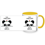 Unicorn Ninja Panda - Accent Coffee Mug - Choice of Accent color