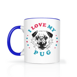 I Love My Pug Color Accent 11oz COFFEE MUG