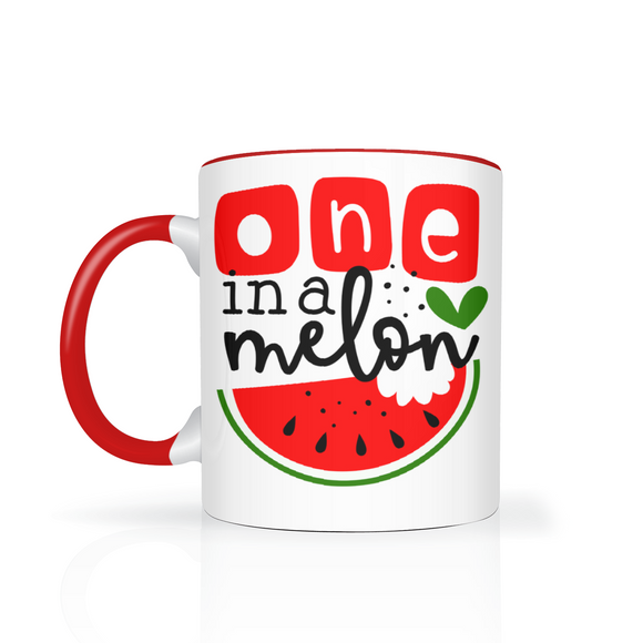 One in a Melon 11oz Color Accent Coffee Mug, Watermelon