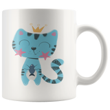 Blue Princess Kitty Cat COFFEE MUG, 11oz or 15oz