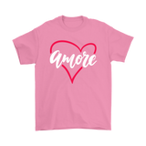AMORE with Heart Short Sleeve Men's, Unisex & Women's T-Shirt