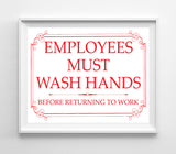 EMPLOYEES Must WASH HANDS Bathroom Business Signs 8x10 Instant Download Sign Hand Wash Reminder