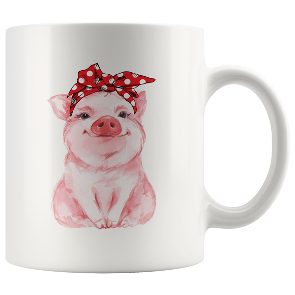 Piggy wearing a Red Bandana 11oz or 15oz Coffee Mug