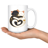 Day and Night Hugging CATS 11oz or 15oz COFFEE MUG