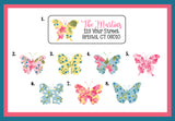 Floral Butterflies Return Address Labels Sets of 30 Labels, Personalized Butterfly Labels