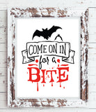 COME on in for a BITE Fun Halloween Decor Instant Download Art File - J & S Graphics