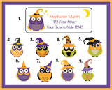 Personalized HALLOWEEN OWLS Return Address LABELS, Party Labels, Witch - J & S Graphics