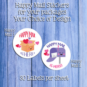 HAPPY MAIL Stickers 1.5" Round Order Packaging Business Labels / Seals