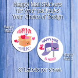 HAPPY MAIL Stickers 1.5" Round Order Packaging Business Labels / Seals