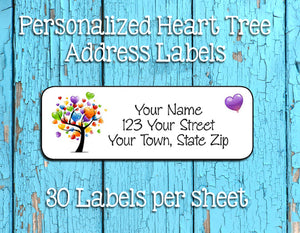Personalized HEART LOVE Tree Return ADDRESS LABELS - J & S Graphics
