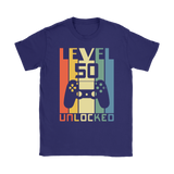 LEVEL 50 UNLOCKED 50th BIRTHDAY T-Shirt Gamer, Retro Look, Men's or Women's