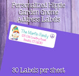Personalized Hippie Garden Gnomes Labels, Property of, Personalized Address Labels, Sets of 30