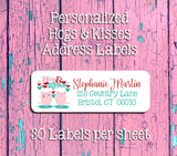 Personalized HOGS and KISSES Love Address Labels, Return Address Labels, Pigs - J & S Graphics