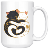 Day and Night Hugging CATS 11oz or 15oz COFFEE MUG