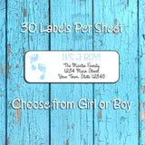 Personalized IT'S A BOY, IT'S A GIRL Return Address Labels, New Baby Labels - J & S Graphics