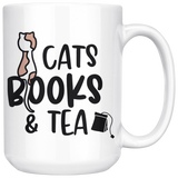 CATS, BOOKS and TEA Coffee Mug 11 oz or 15 oz