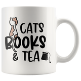 CATS, BOOKS and TEA Coffee Mug 11 oz or 15 oz