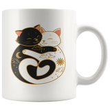 Day and Night Hugging CATS 11oz or 15oz COFFEE MUG