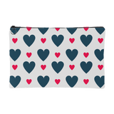 Blue and Pink Hearts Accessory Pouch - 2 Sizes to choose from - J & S Graphics