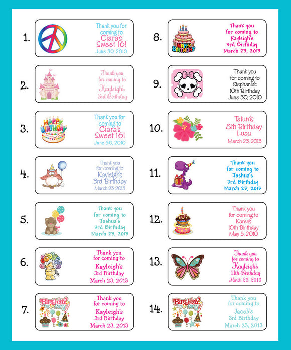 Birthday Party LOLLIPOP Labels, Party Favors, Lollipop Favors, Personalized - J & S Graphics