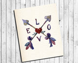 LOVE ARROWS, Hearts and Arrow Design 8x10 INSTANT DOWNLOAD Wall Decor, - J & S Graphics