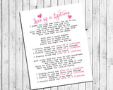 LOVE of a LIFETIME, Firehouse Lyrics Quote Digital Typography Wall Decor INSTANT DOWNLOAD - J & S Graphics