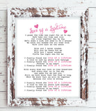 LOVE of a LIFETIME, Firehouse Lyrics Quote Digital Typography Wall Decor INSTANT DOWNLOAD - J & S Graphics