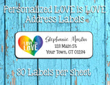 LOVE is LOVE Rainbow Return ADDRESS Labels, LGBTQ, Personalized - J & S Graphics