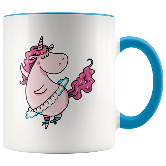 Pink Unicorn in Ballet Tutu Color Accent 11oz Coffee Mug