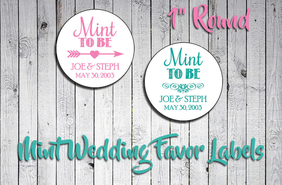 personalized-wedding-favor-labels-1-round-mint-to-be for Free Printable Labels For Wedding Favors Personalized WEDDING Favor LABELS 1