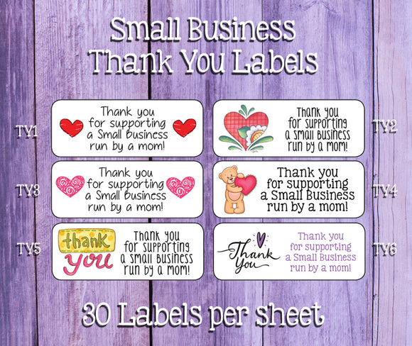 THANK YOU for Supporting a Small Business Run by a MOM Order Package Labels, Sets of 30