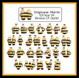 Personalized Bumble Bees Initial Return Address Labels - Monogram, Initial, Kids, Newlyweds, Sets of 30