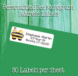 Personalized Bumble Bees Initial Return Address Labels - Monogram, Initial, Kids, Newlyweds, Sets of 30