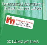 Personalized Strawberry Initial Return Address Labels - Monogram, Initial, Kids, Newlyweds, Sets of 30