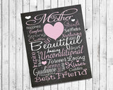 Mom, Mother Love Typography 8x10 Wall Art Gift, Instant Download Printable - J & S Graphics