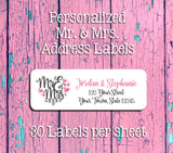 MR & MRS Address Labels, Return Address Labels, Wedding, Newlyweds, Sets of 30